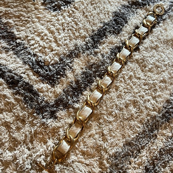 CC Skye Gold & White Chain Link Leather Choker &/or bracelet Y2K - Picture 9 of 10